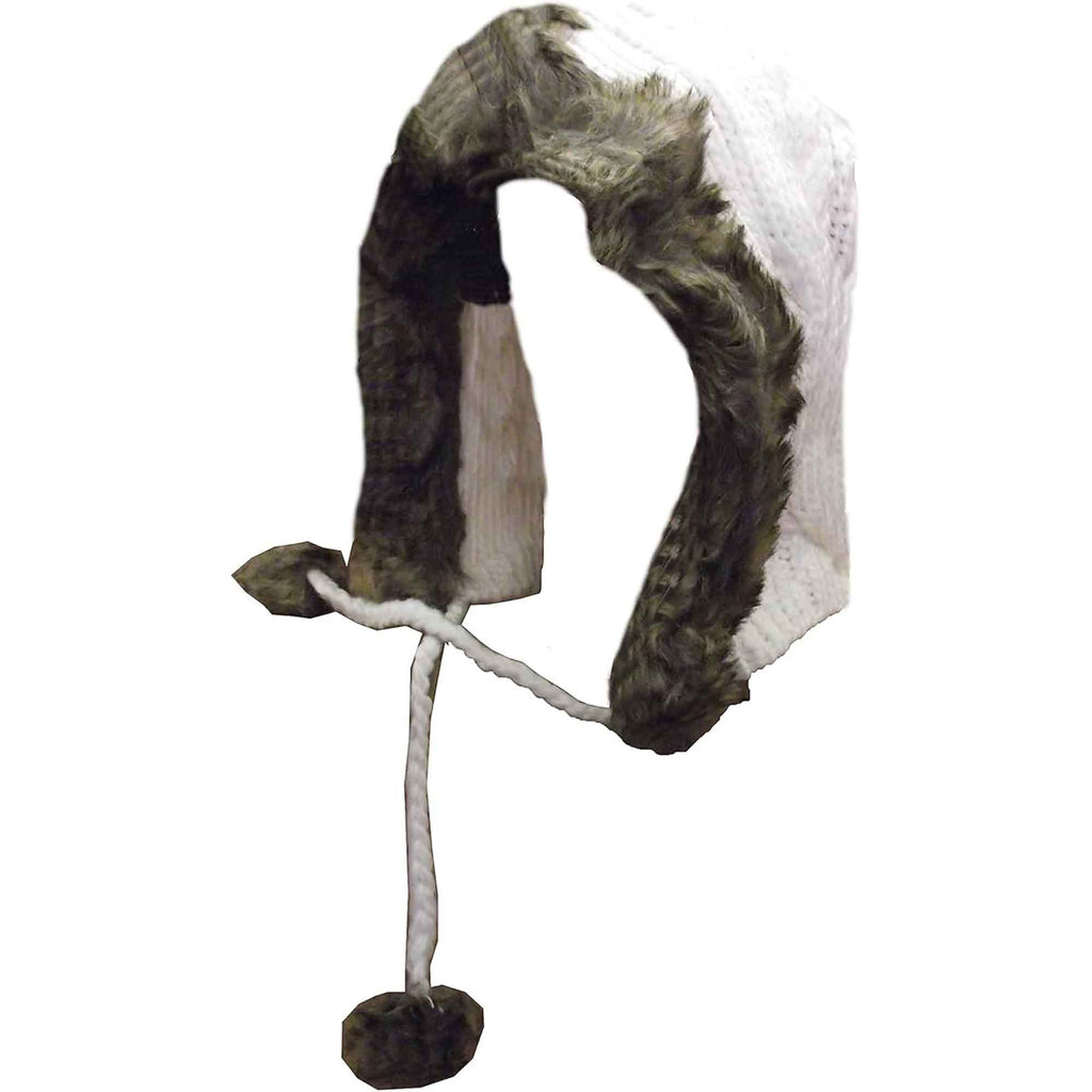 Sock Stack Women's Winter Chunky Knit Hood Hat With Faux Fur Trim And Pom Poms Comfort Cuff Everyday Wear