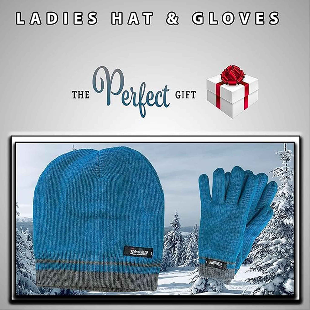 Sock Stack Women's Hat And Gloves Set With 3M Thinsulate Thermal Insulation Winter Warmth
