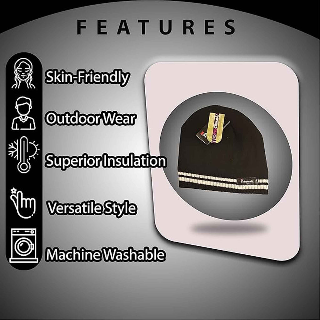 Sock Stack Womens Thermal Beanie Hat With 3M Thinsulate Insulation Stripe Design Acrylic Winter Warm Brushed Base Layer