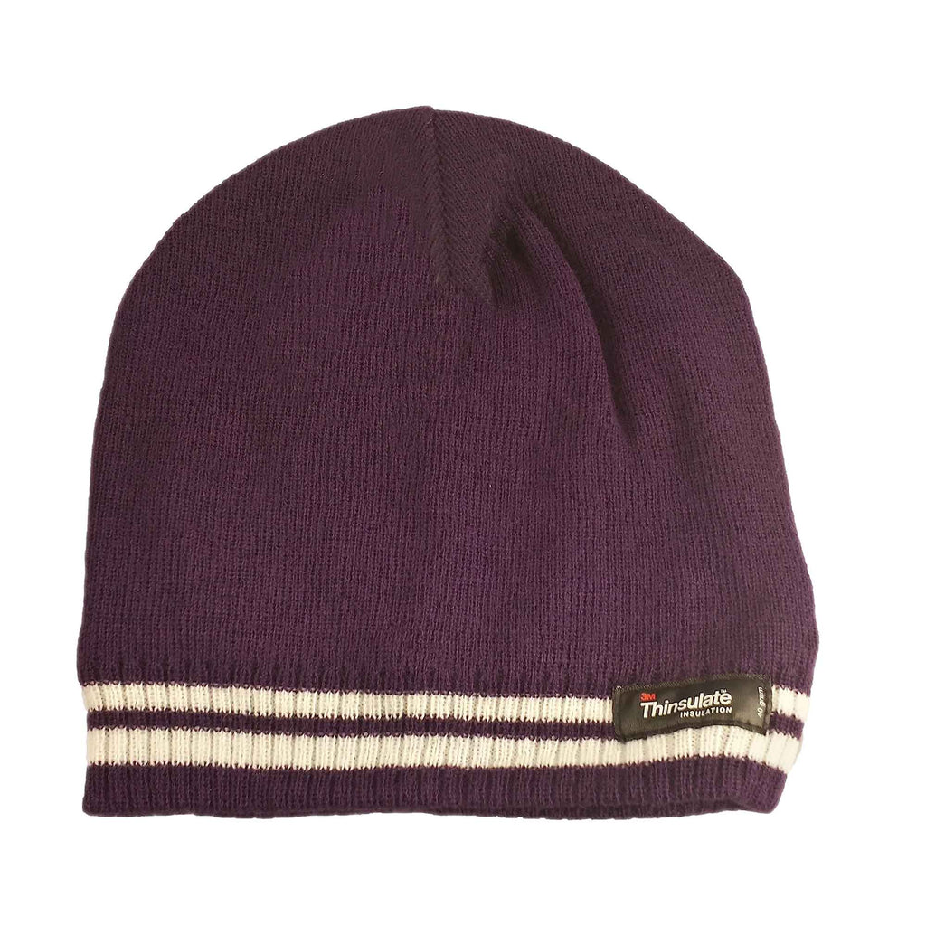 Sock Stack Womens Thermal Beanie Hat With 3M Thinsulate Insulation Stripe Design Acrylic Winter Warm Brushed Base Layer