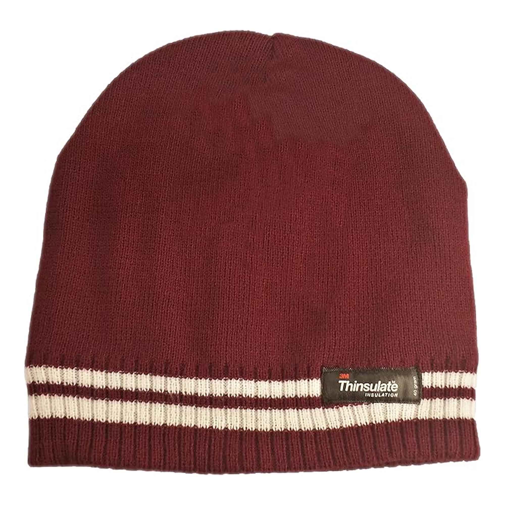 Sock Stack Womens Thermal Beanie Hat With 3M Thinsulate Insulation Stripe Design Acrylic Winter Warm Brushed Base Layer
