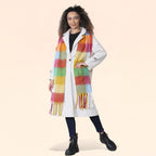 Daisy Dreamer Women’s Blanket Scarf Yellow Burgundy Chunky Knit Plaid Long Winter Wrap