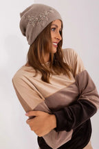 Women's Warm Winter Hat – Smooth Knit with Side Appliqué