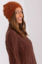 Women's Warm Winter Hat – Smooth Knit with Side Appliqué
