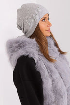 Women's Warm Winter Hat – Smooth Knit with Side Appliqué