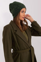 Women's Warm Winter Hat – Smooth Knit with Side Appliqué