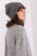 Women's Warm Winter Hat – Smooth Knit with Side Appliqué