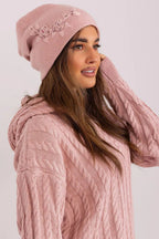 Women's Warm Winter Hat – Smooth Knit with Side Appliqué