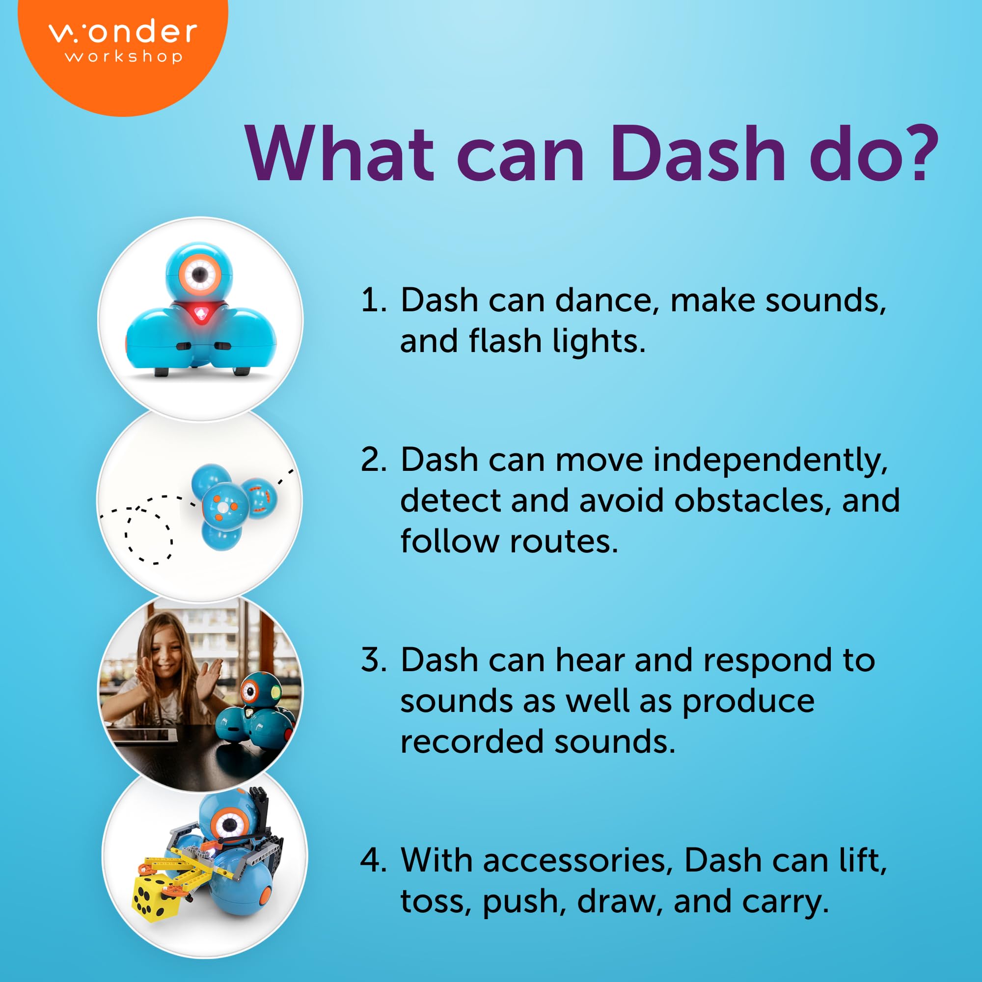Wonder Workshop Dash Robot - Voice-Activated Coding Robot for Kids 6+ | Interactive STEM Toy
