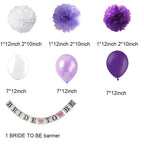 WonderfulShop Purple Bridal Shower Decorations Set – Bride To Be Banner, Tissue Paper Flowers, Balloons