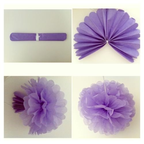 WonderfulShop Purple Bridal Shower Decorations Set – Bride To Be Banner, Tissue Paper Flowers, Balloons