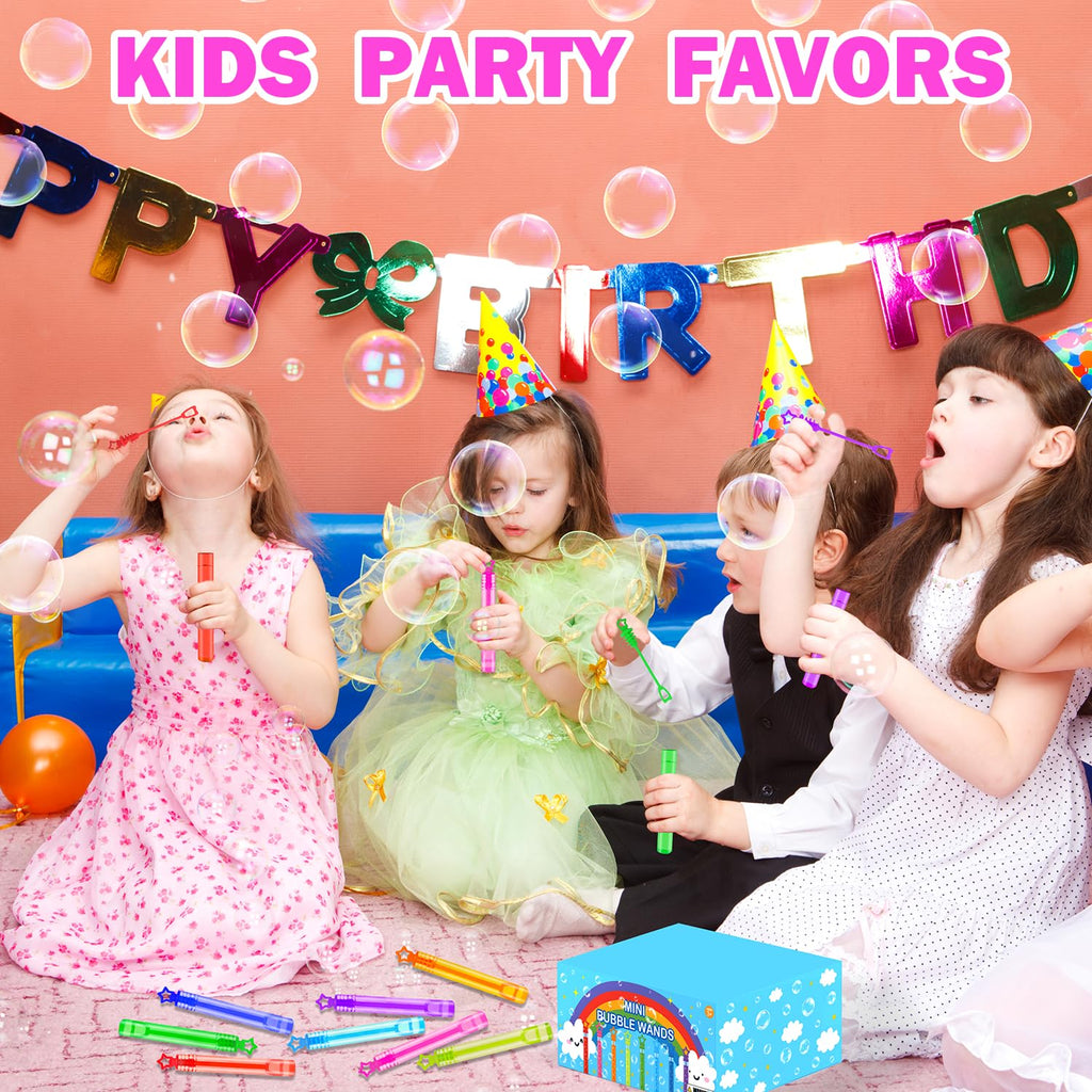 Wondrus 300-Pack Mini Bubble Wands with Rainbow Star Handles – Bulk Party Favors, Goody Bags & Classroom Prizes