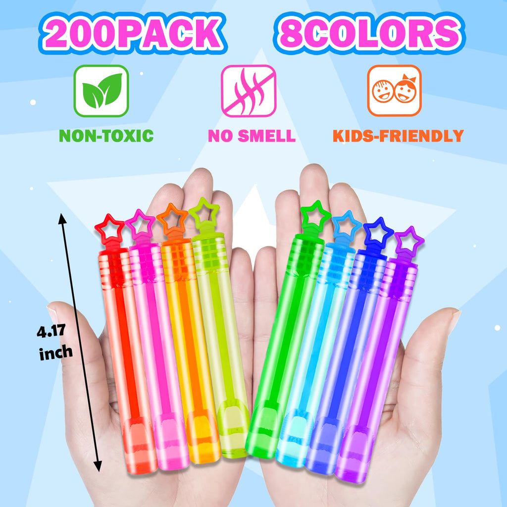Wondrus 300-Pack Mini Bubble Wands with Rainbow Star Handles – Bulk Party Favors, Goody Bags & Classroom Prizes