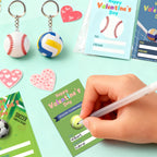 Wonfirang 24-Pack Kids Party Favors: Sports Keychains & Valentines Cards for Classrooms