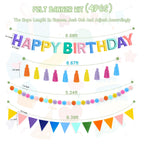 Woonnuk 4-Piece Pre-Strung Happy Birthday Banner Set - Pastel Felt Garlands & Tassels