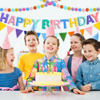 Woonnuk 4-Piece Pre-Strung Happy Birthday Banner Set - Pastel Felt Garlands & Tassels