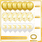 Woosytoo 50th Anniversary Balloons – White Gold 18Pcs Confetti Latex Decor
