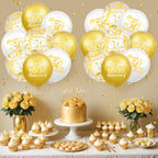 Woosytoo 50th Anniversary Balloons – White Gold 18Pcs Confetti Latex Decor