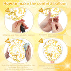 Woosytoo 50th Anniversary Balloons – White Gold 18Pcs Confetti Latex Decor