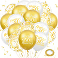 Woosytoo 50th Anniversary Balloons – White Gold 18Pcs Confetti Latex Decor
