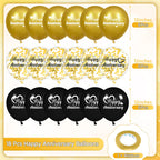 Woosytoo Happy Anniversary Balloons Kit – 18Pcs Black & Gold 12-Inch Metallic Decor