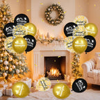 Woosytoo Happy Anniversary Balloons Kit – 18Pcs Black & Gold 12-Inch Metallic Decor