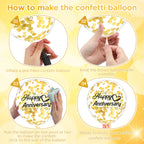 Woosytoo Happy Anniversary Balloons Kit – 18Pcs Black & Gold 12-Inch Metallic Decor