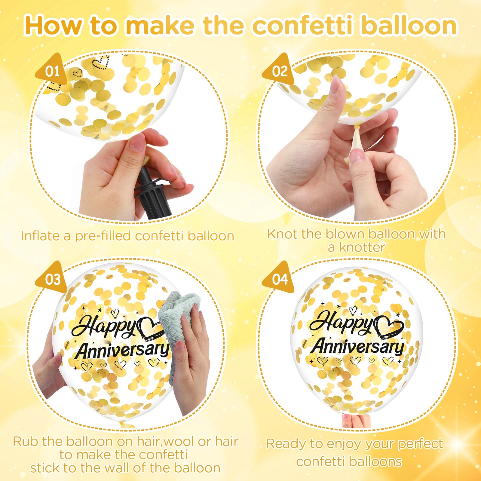 Woosytoo Happy Anniversary Balloons Kit – 18Pcs Black & Gold 12-Inch Metallic Decor