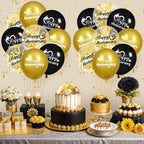 Woosytoo Happy Anniversary Balloons Kit – 18Pcs Black & Gold 12-Inch Metallic Decor