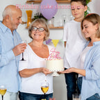 Wootkey 10 Pcs Pink Mirror Acrylic Happy Birthday Cake Toppers - Double-Sided Party Decorations