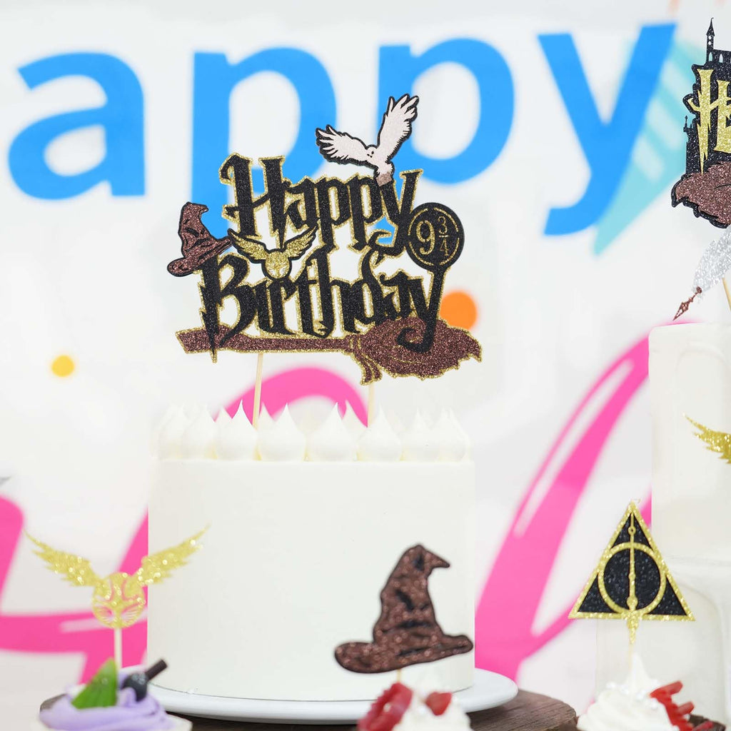 Wootkey Wizard Cake Topper – Glittery Wizard Party Decoration (6.1in W x 5.12in H)