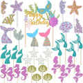 Wootkey Glitter Mermaid Cupcake Toppers – 36 Pcs Ocean Birthday Cake Decorations