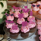 Wootkey Glitter Princess Cupcake Toppers – 24 Pcs Pink Party Decorations