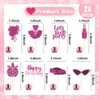 Wootkey Glitter Princess Cupcake Toppers – 24 Pcs Pink Party Decorations