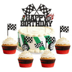 Wootkey Glitter Race Car Cake Toppers – 25Pcs Cupcake Picks for Birthday Parties