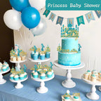 Wootkey Lake Blue Princess Cake Toppers – Glitter Castle Picks for Birthday Parties