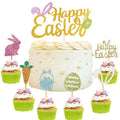 Wootkey 25-Piece Happy Easter Cake Topper Glitter Set – Easter Cupcake Toppers for Spring Parties