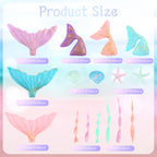 Wootkey 16Pcs Mermaid Cake Topper Set – Tails, Seaweed & Shells for Ocean Theme Cakes