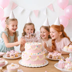 Wootkey Pink Bow Cake Toppers 6-Pack + Gold Happy Birthday Sign | Coquette Birthday Decor