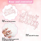 Wootkey Pink Bow Cake Toppers 6-Pack + Gold Happy Birthday Sign | Coquette Birthday Decor