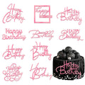 Wootkey 10 Pcs Pink Mirror Acrylic Happy Birthday Cake Toppers - Double-Sided Party Decorations