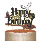 Wootkey Wizard Cake Topper – Glittery Wizard Party Decoration (6.1in W x 5.12in H)