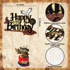 Wootkey Wizard Cake Topper – Glittery Wizard Party Decoration (6.1in W x 5.12in H)