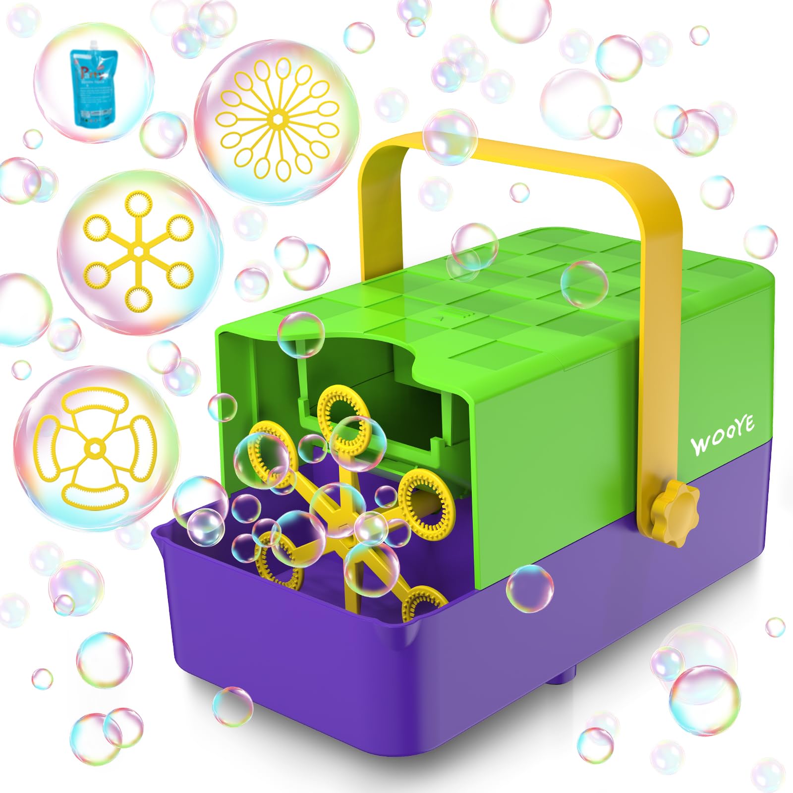 WOOYE Bubble Machine 3-in-1 Bubble Maker for Kids – 2 Speeds, 300ml Tank, Indoor/Outdoor Party Toy