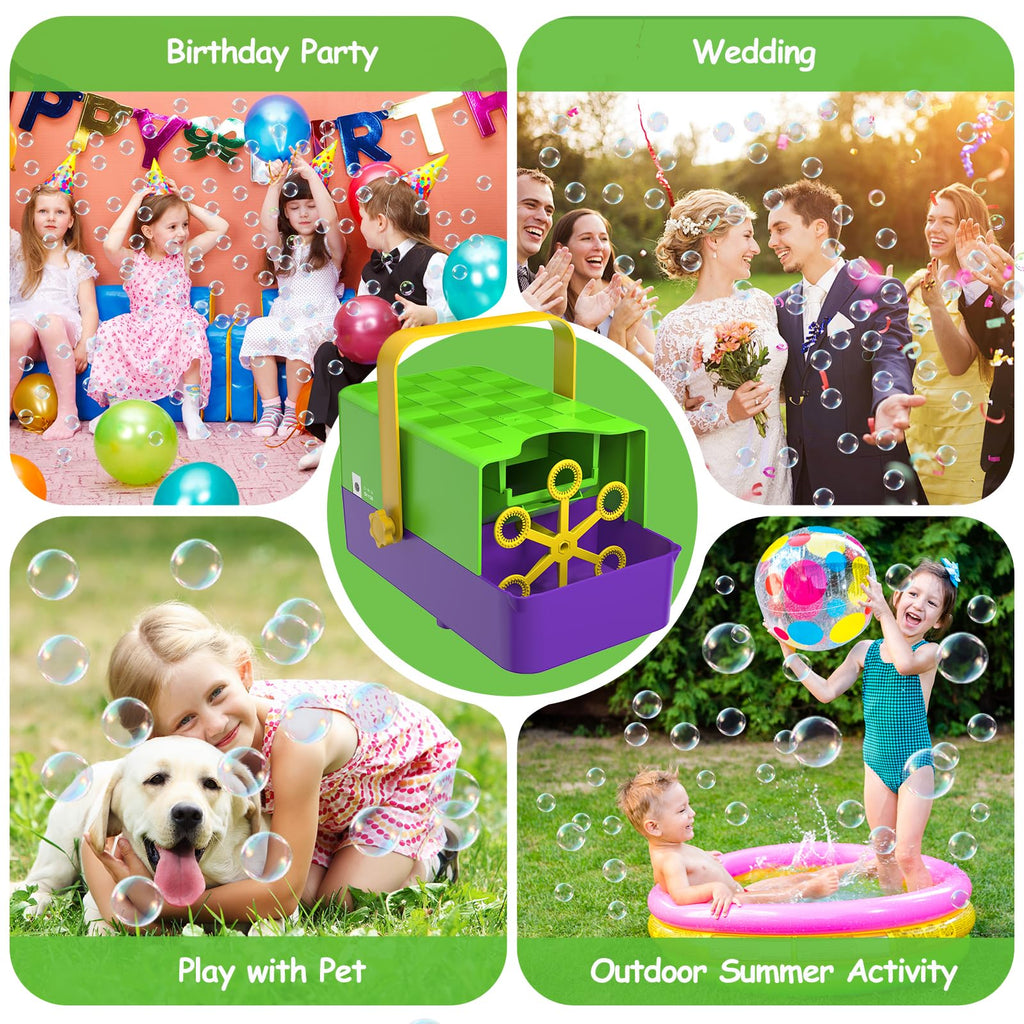 WOOYE Bubble Machine 3-in-1 Bubble Maker for Kids – 2 Speeds, 300ml Tank, Indoor/Outdoor Party Toy