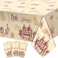 WovWeave Wizard Tablecloth 3pc Pack – Castle Pattern, Disposable Party Cover