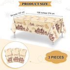 WovWeave Wizard Tablecloth 3pc Pack – Castle Pattern, Disposable Party Cover