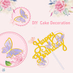 WOW DING 60Pcs Butterfly Cupcake Toppers – 3D Pink Purple Gold, Mixed Sizes