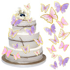 WOW DING 60Pcs Butterfly Cupcake Toppers – 3D Pink Purple Gold, Mixed Sizes
