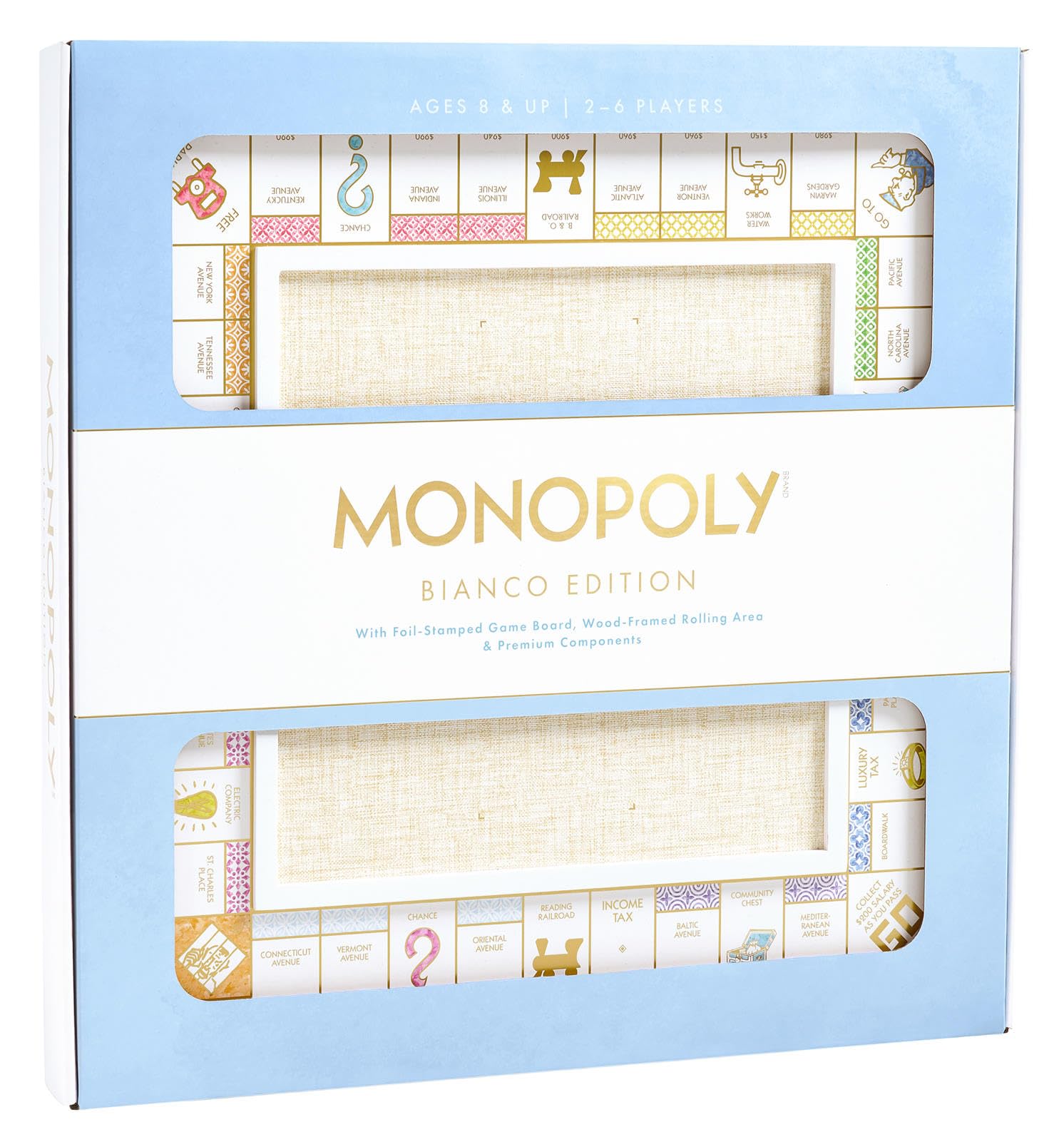 WS Game Company Monopoly Bianco Edition — White Wood Board, Gold-Tone Tokens & Premium Accessories